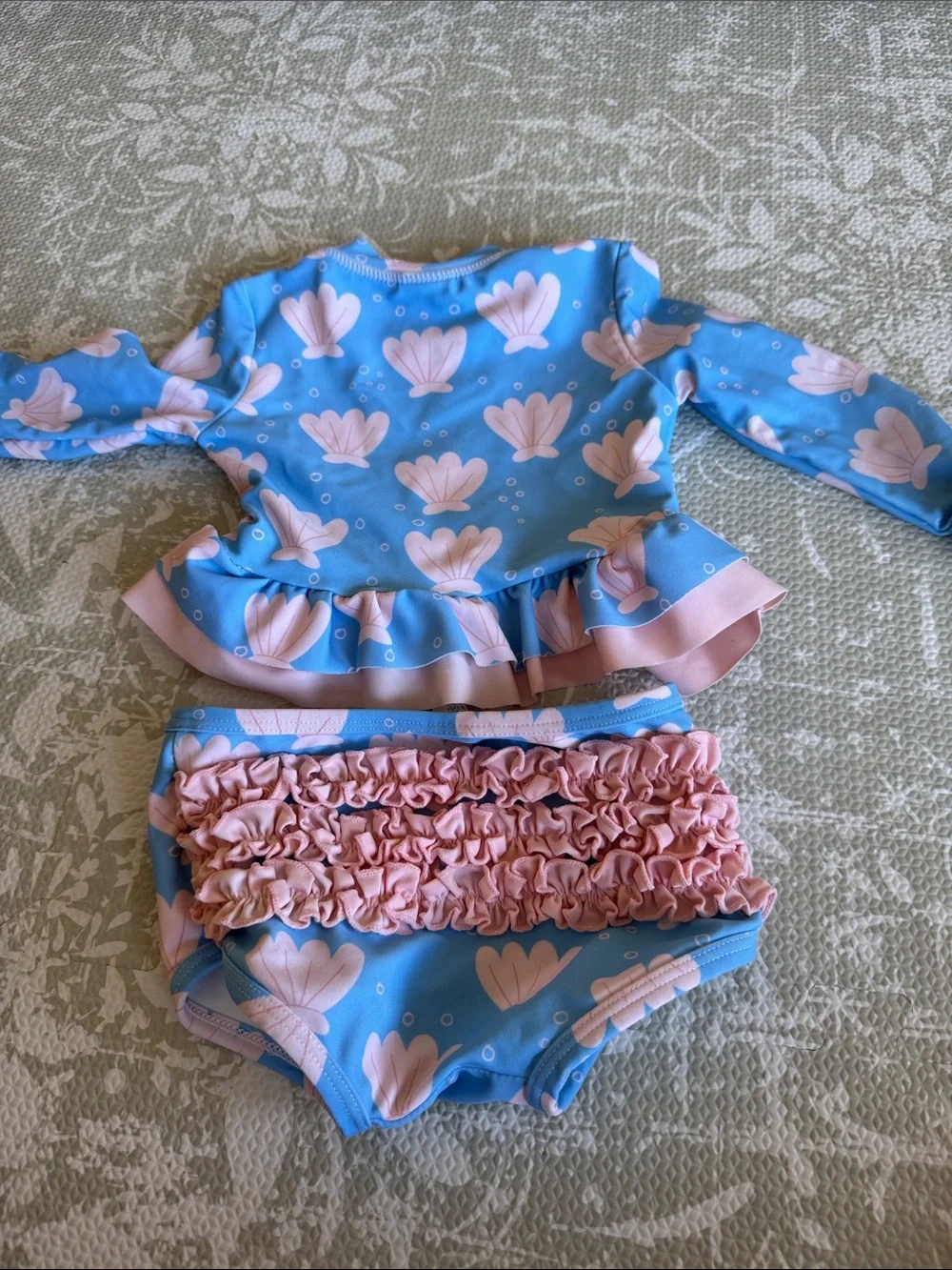 Girls Blue & Pink Ruffle Two-Piece Swim Set - Picture 2 of 4